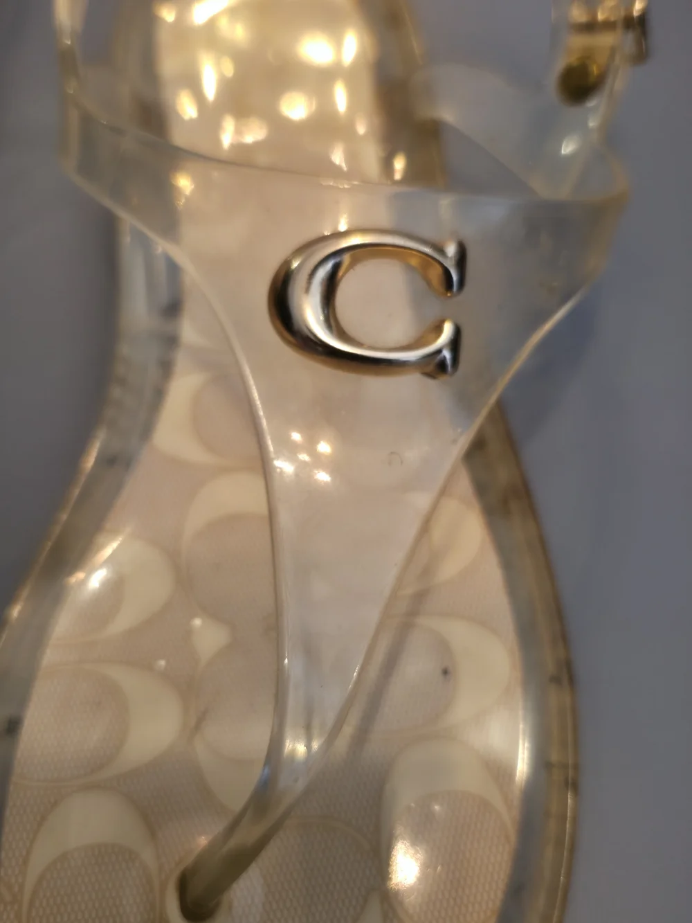 Coach Clear Jelly Thong Sandals in Clear/Beige - Picture 2 of 6